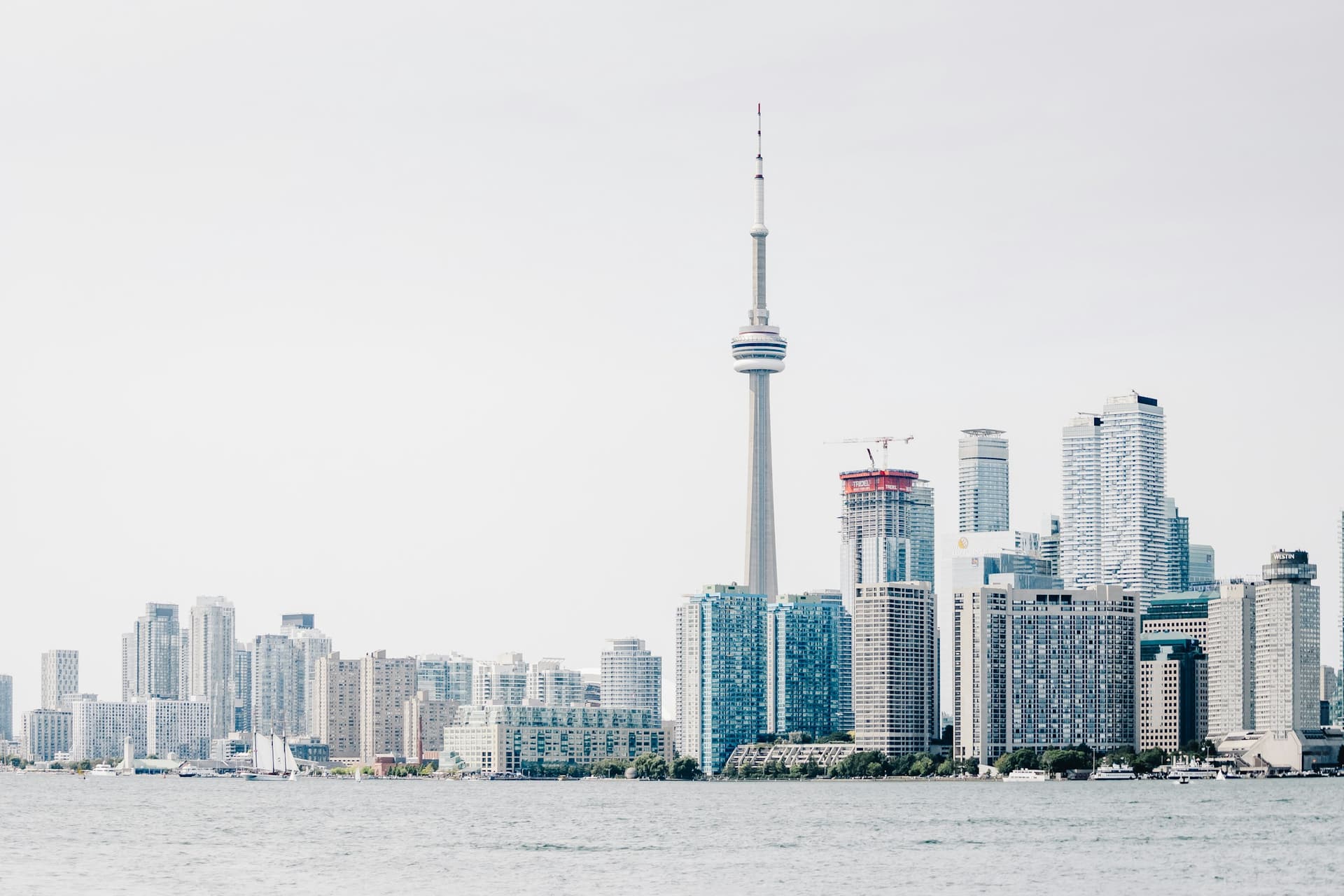 Toronto skyline and the CN Tower seen across Lake Ontario